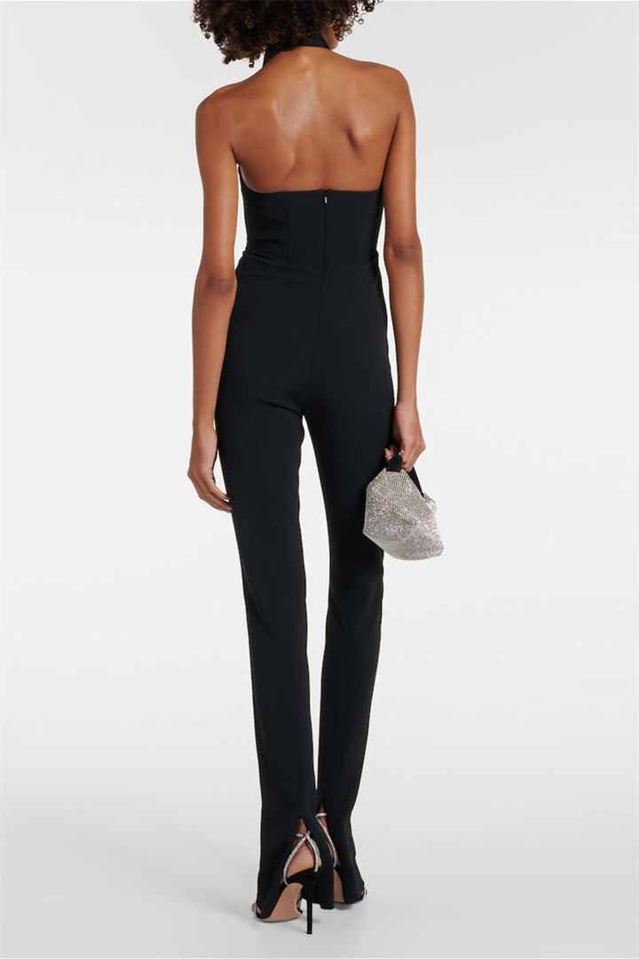 Dana Kristal Taşlı Çiçek Boyundan Bağlamalı Tulum