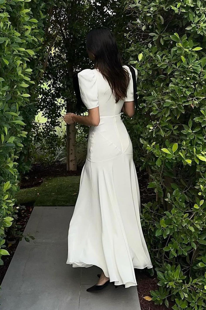 Lesley Papyonlu Puf Kol Maxi Elbise