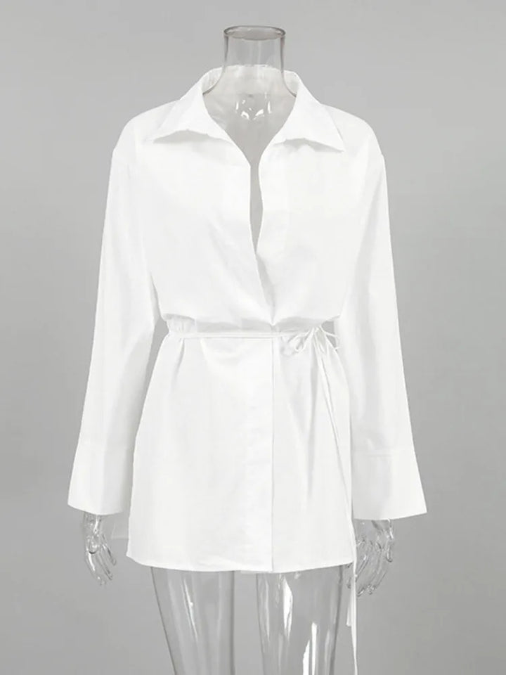 Gömlek Yaka Bağlamalı Yanları Yırtmaçlı Üst