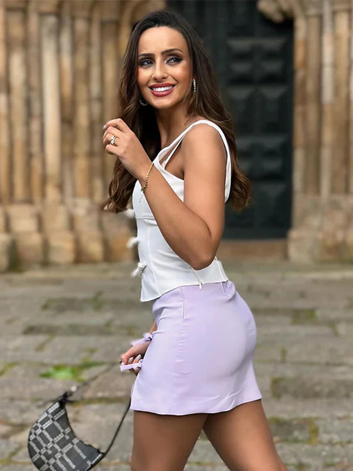 Tavimart - Fiyonk Askılı İnce Dantelli Bluz