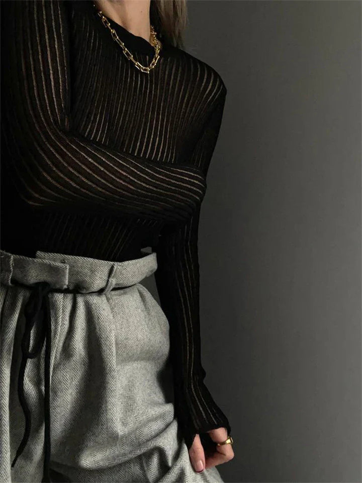 Uzun Kollu Transparan Bluz