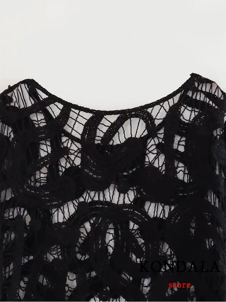 Dantel Örme Uzun Kollu Bluz