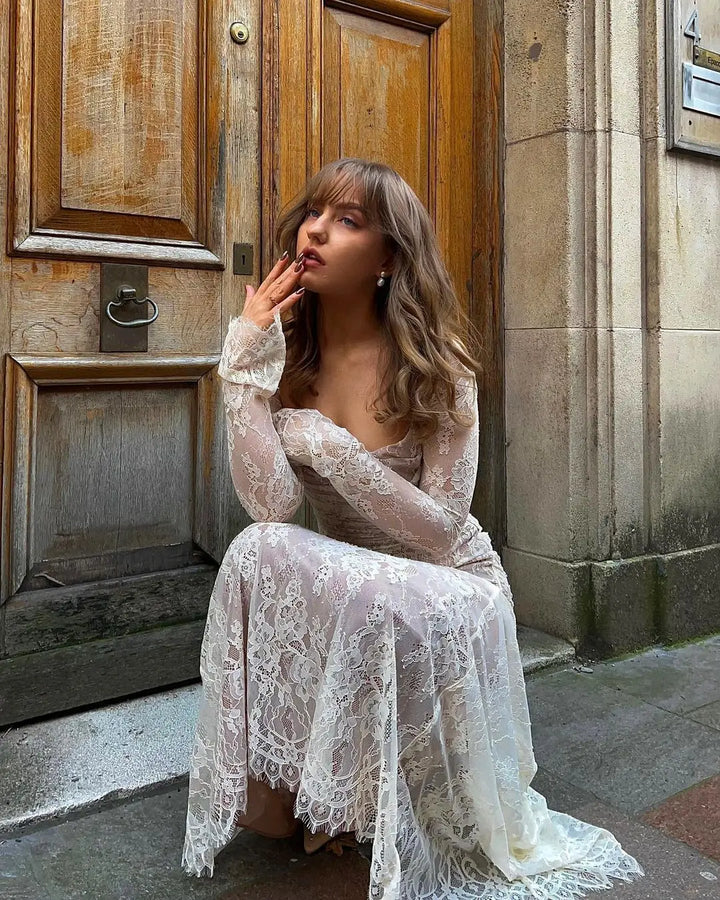 Vintage Dantelli Maxi Elbise