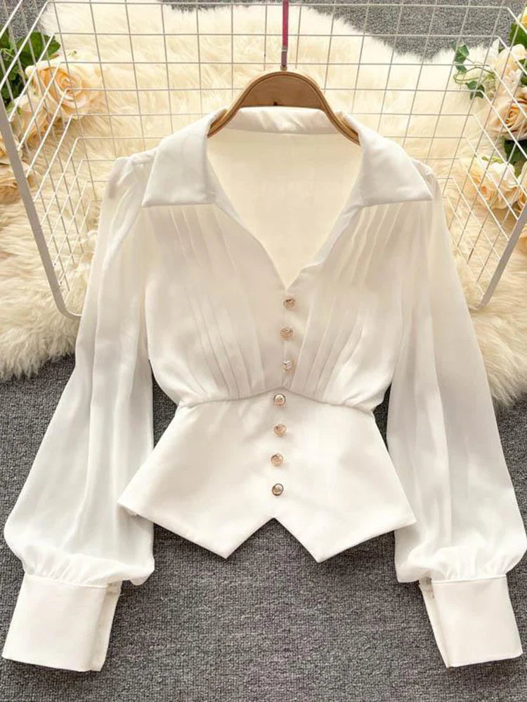 Fransız Model Uzun Kollu Gömlek Bluz