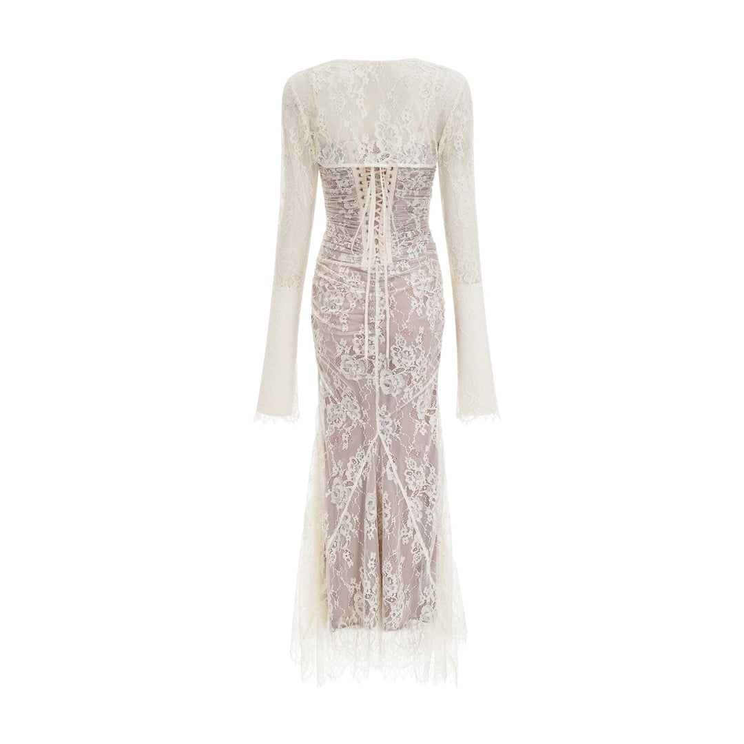 Valérie çiçekli dantel örgü maksi elbise