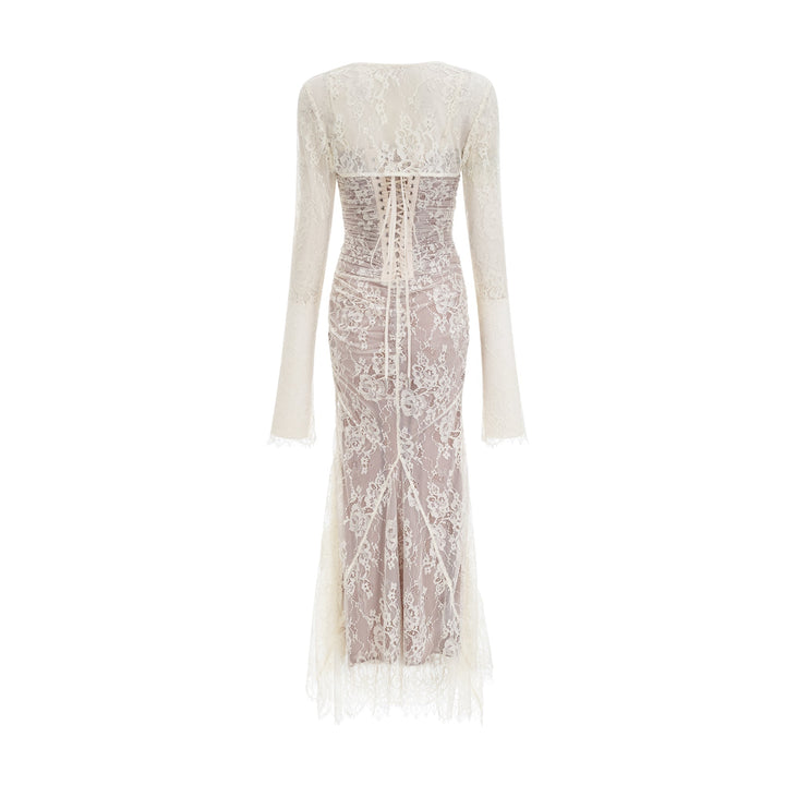 Valérie çiçekli dantel örgü maksi elbise