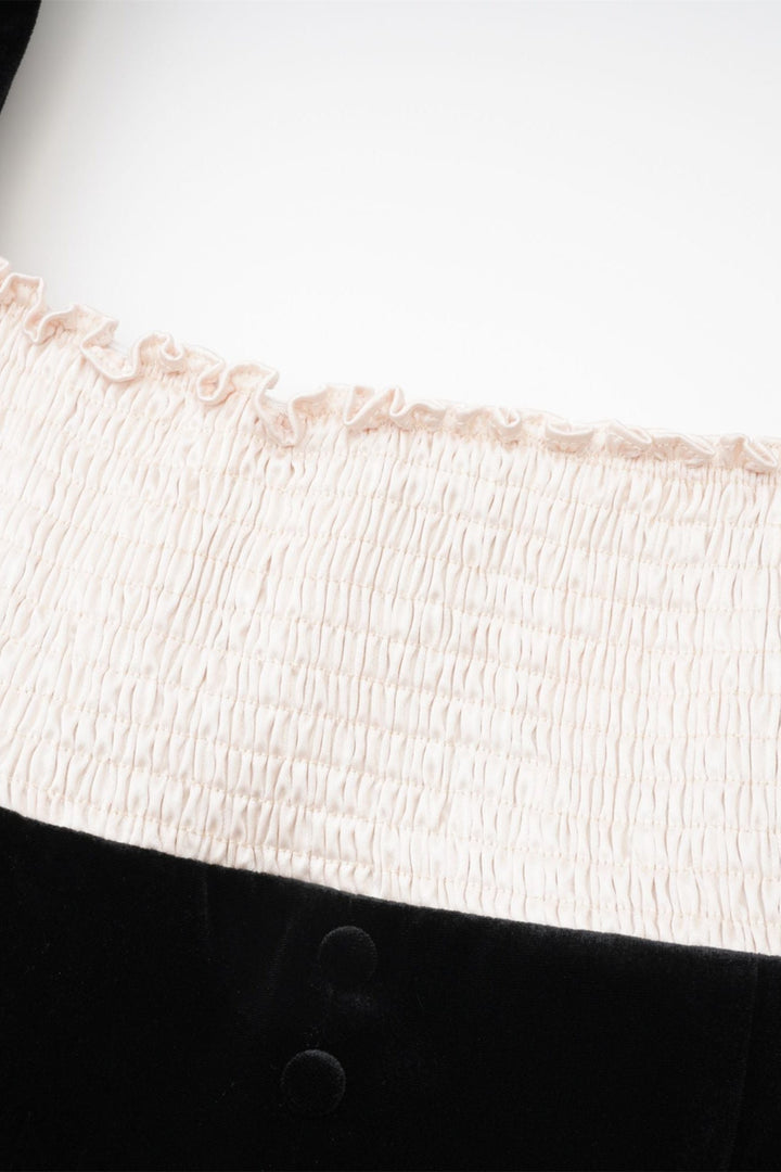 Frederica Kare Yaka Kadife Mini Elbise