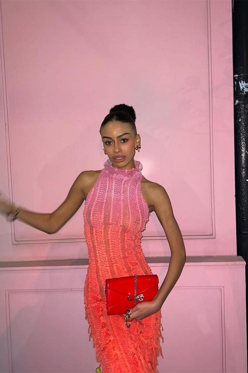 Veronica Degrade Yarı Transparan Midi Elbise