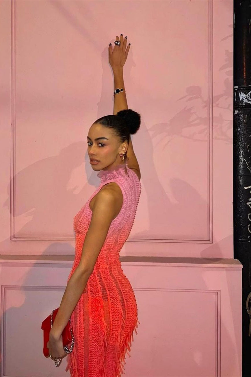 Veronica Degrade Yarı Transparan Midi Elbise