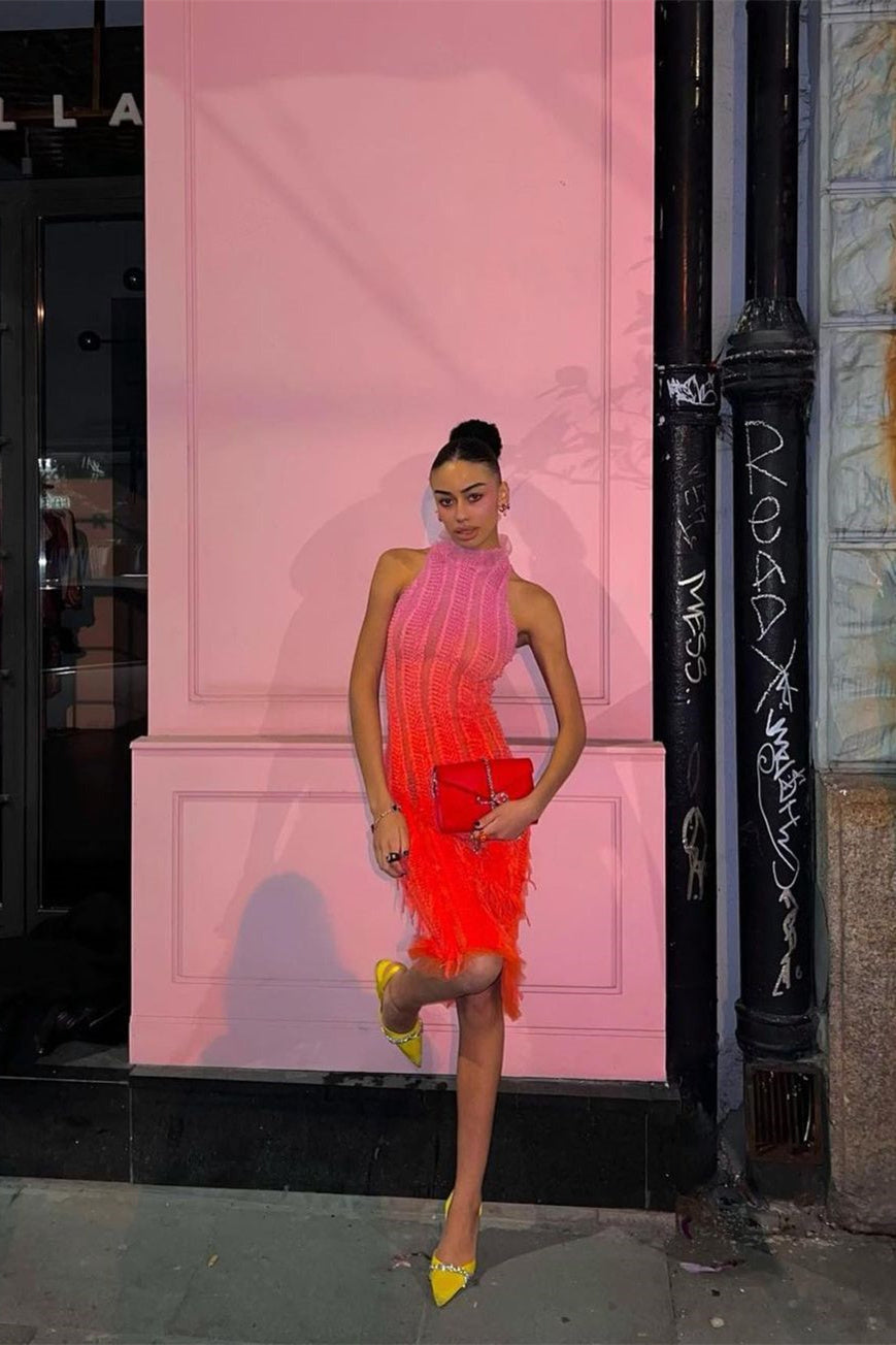 Veronica Degrade Yarı Transparan Midi Elbise