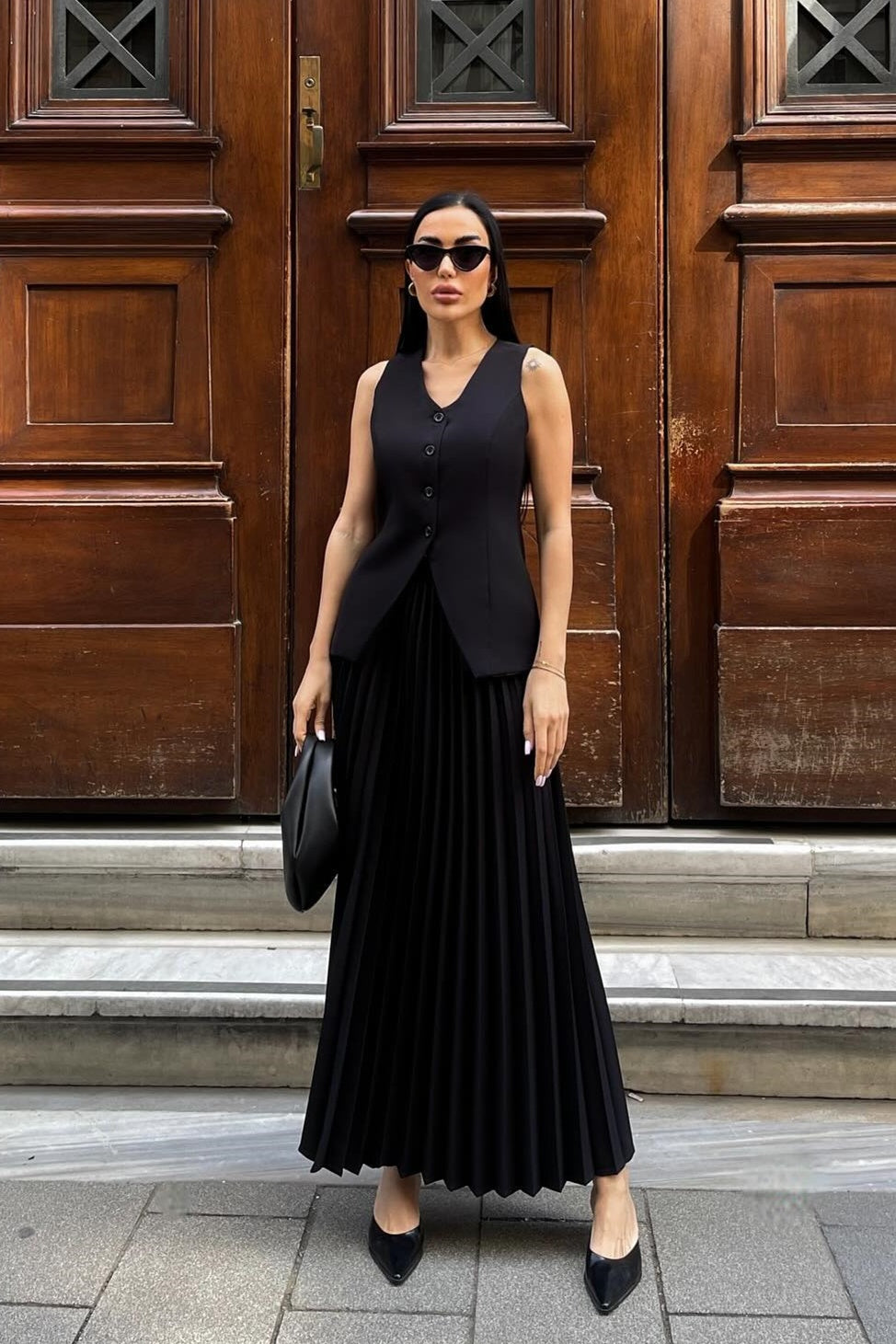 Salome Yelek Pileli Etek Takım