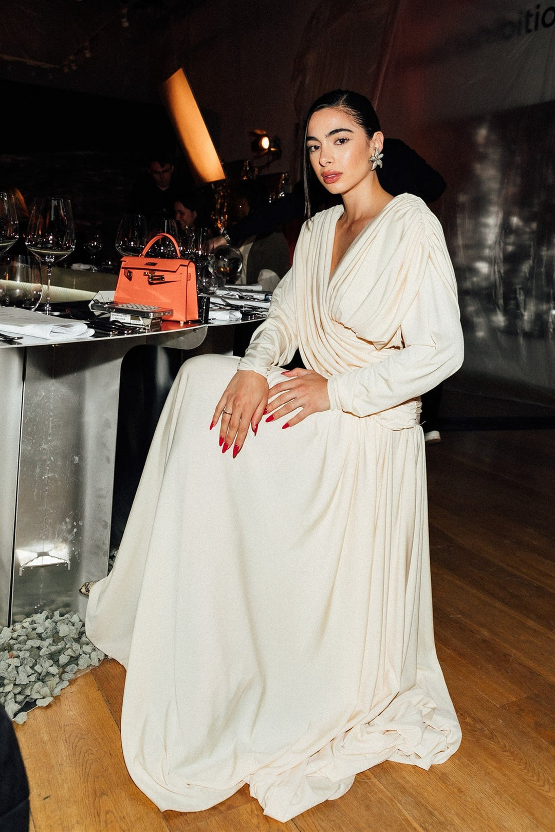 Venüs Haç Drapeli Sırtı Açık Uzun Elbise