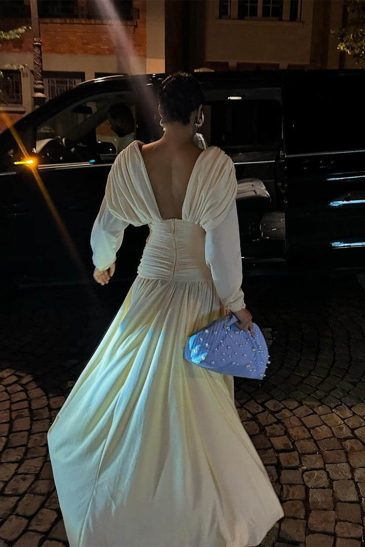 Venüs Haç Drapeli Sırtı Açık Uzun Elbise