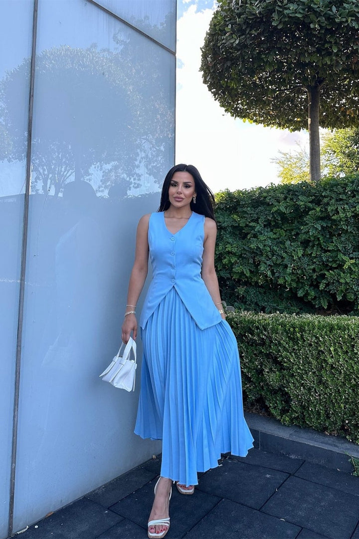 Salome Yelek Pileli Etek Takım