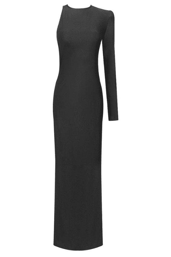 Maria Tek Omuz Yılan Zincirli Maxi Elbise