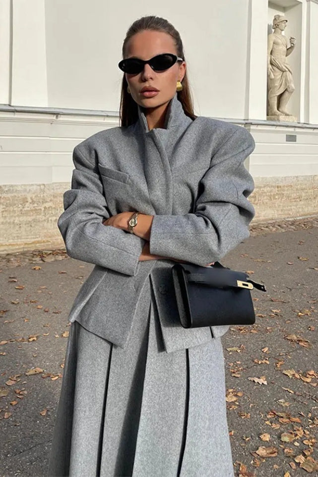 Georgia Yaka Blazer Midi Etek Takım