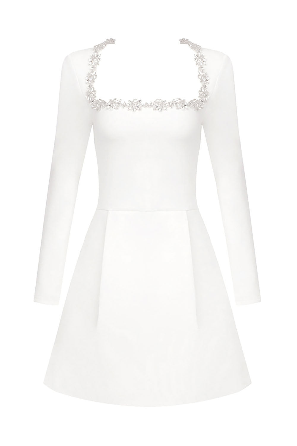 Alexia Kare Yaka Taşlı Detaylı Mini Elbise
