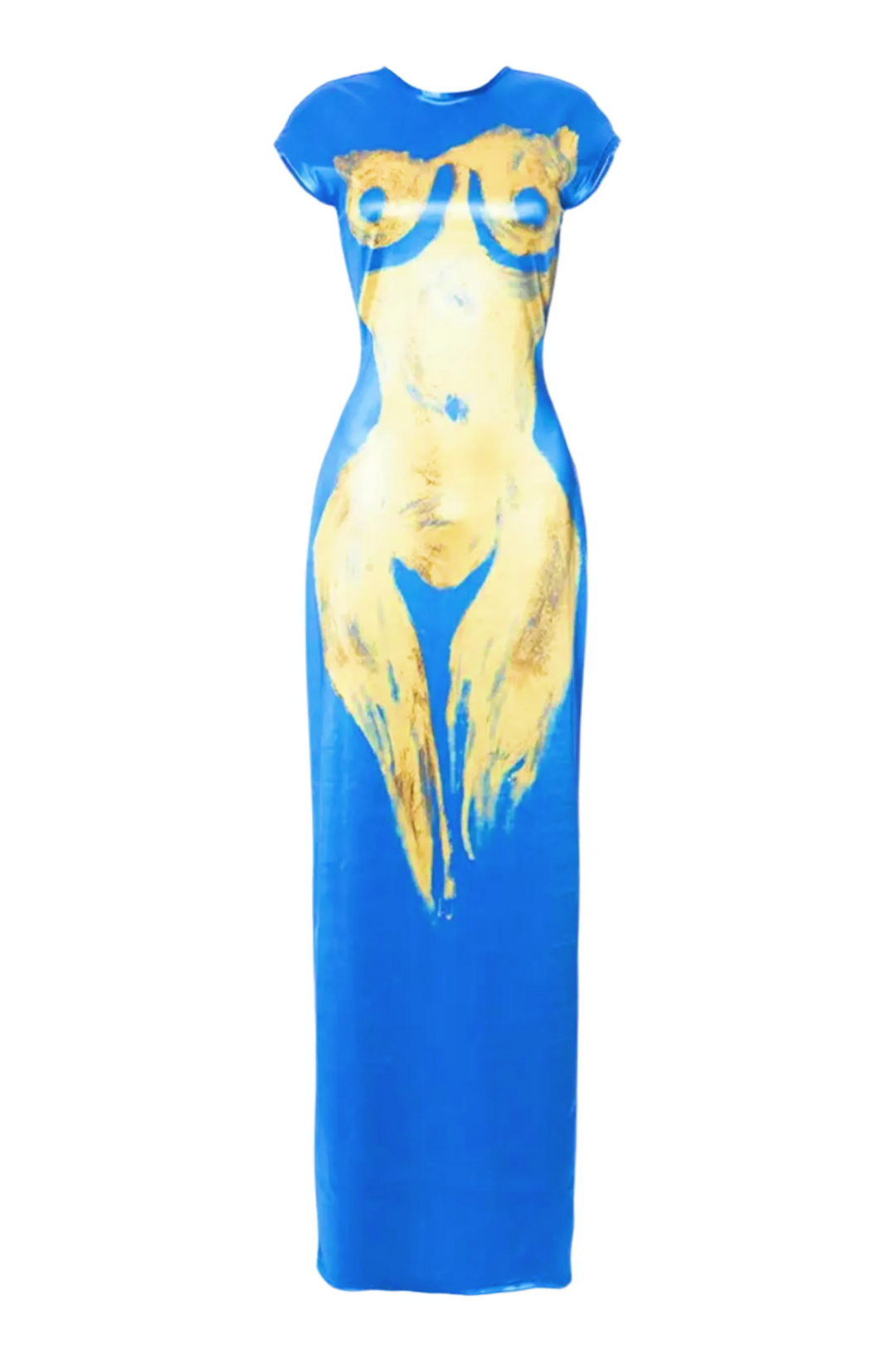 Abigail Baskılı Kısa Kollu Maxi Bölme Elbise