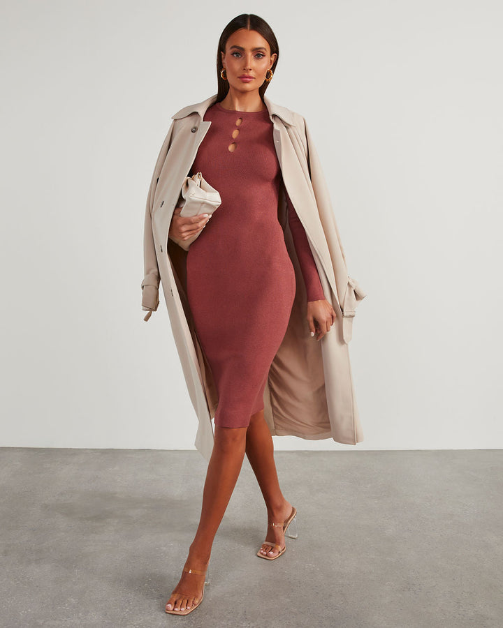 Masey Örgü Kesimli Midi Kazak Elbise