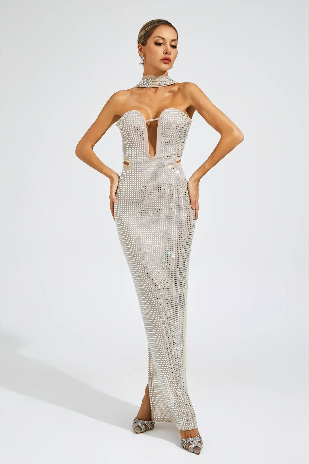 Yasemin Kayısı Düşük Omuz Maxi Elbise