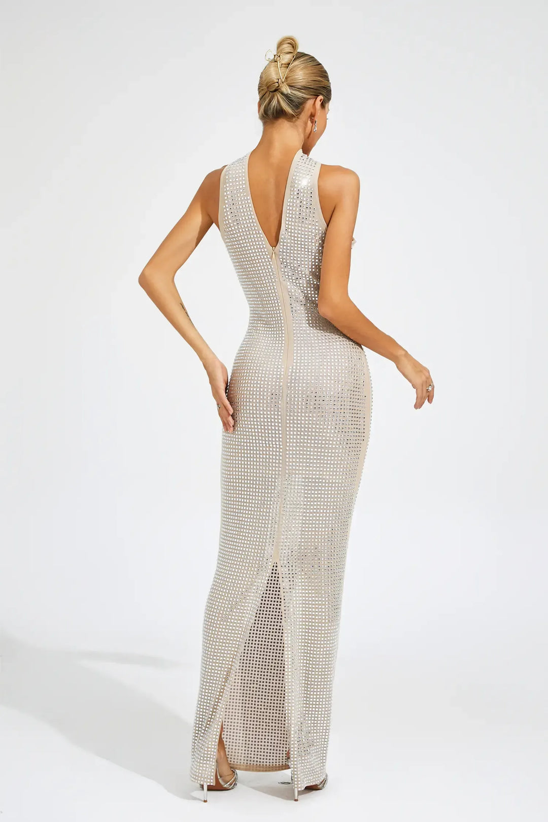 Yasemin Kayısı Düşük Omuz Maxi Elbise