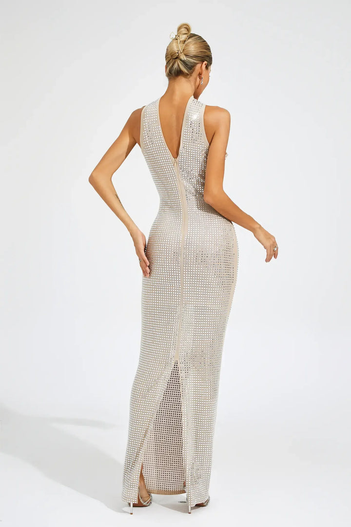 Yasemin Kayısı Düşük Omuz Maxi Elbise