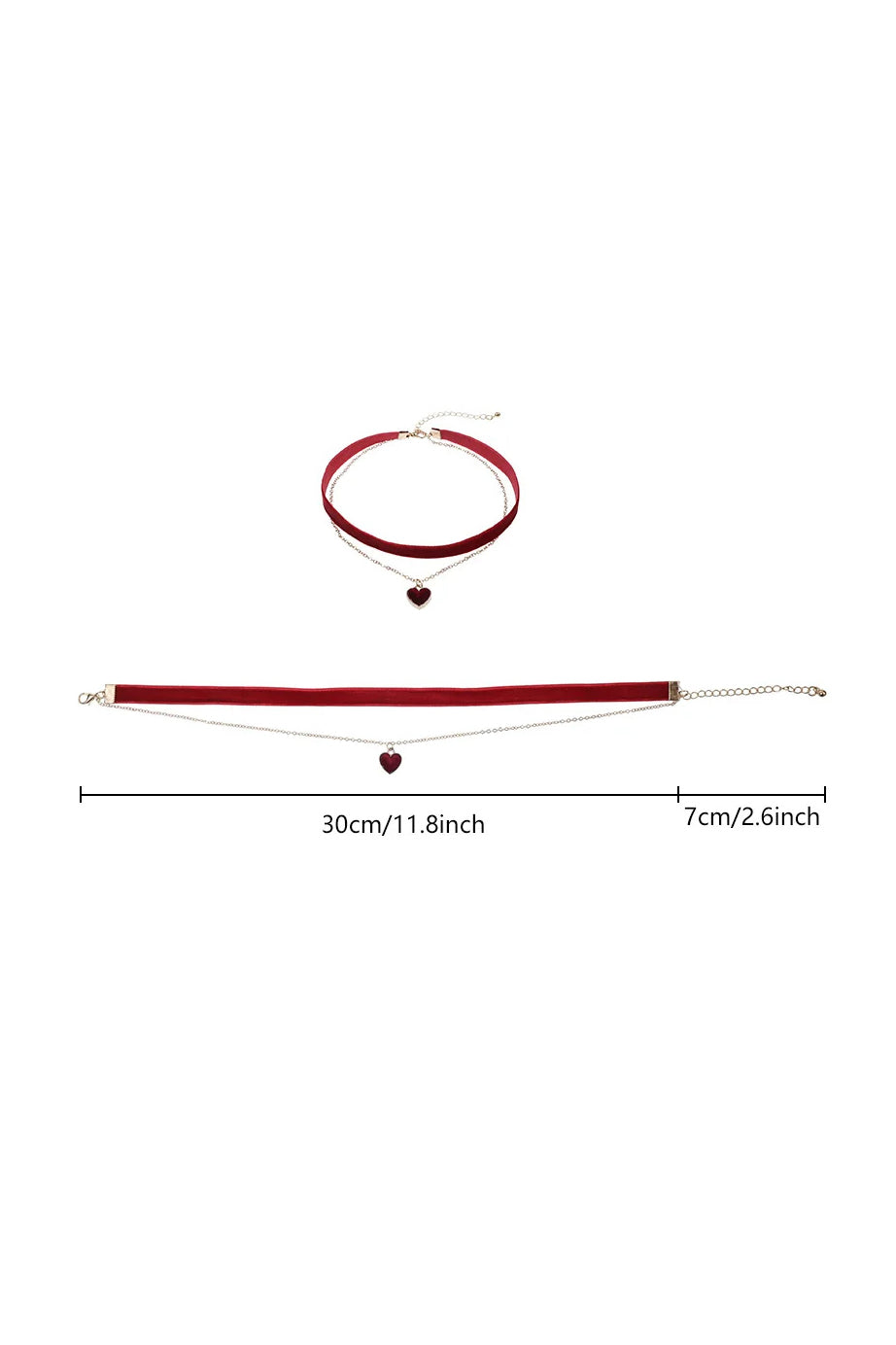 Çift Katlı Kalpli Kadife Gerdanlık