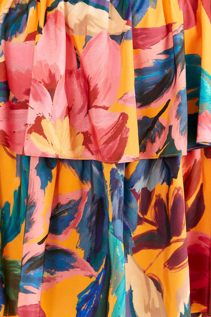 Aaliyah Çiçek Baskılı Uzun Askılı Elbise