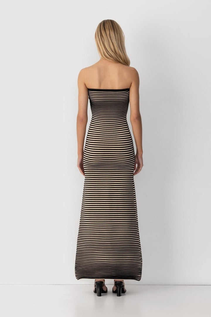 Adela Kolsuz Çizgili Triko Maxi Elbise
