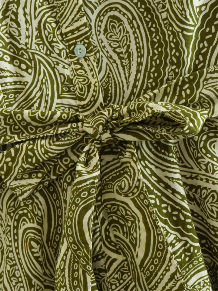 Agnes Paisley Desenli Kuşaklı Mini Gömlek Elbise