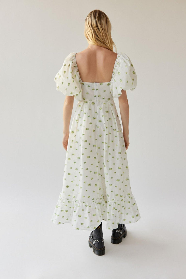 Aileen Baskılı Papyon Yırtmaçlı Midi Elbise