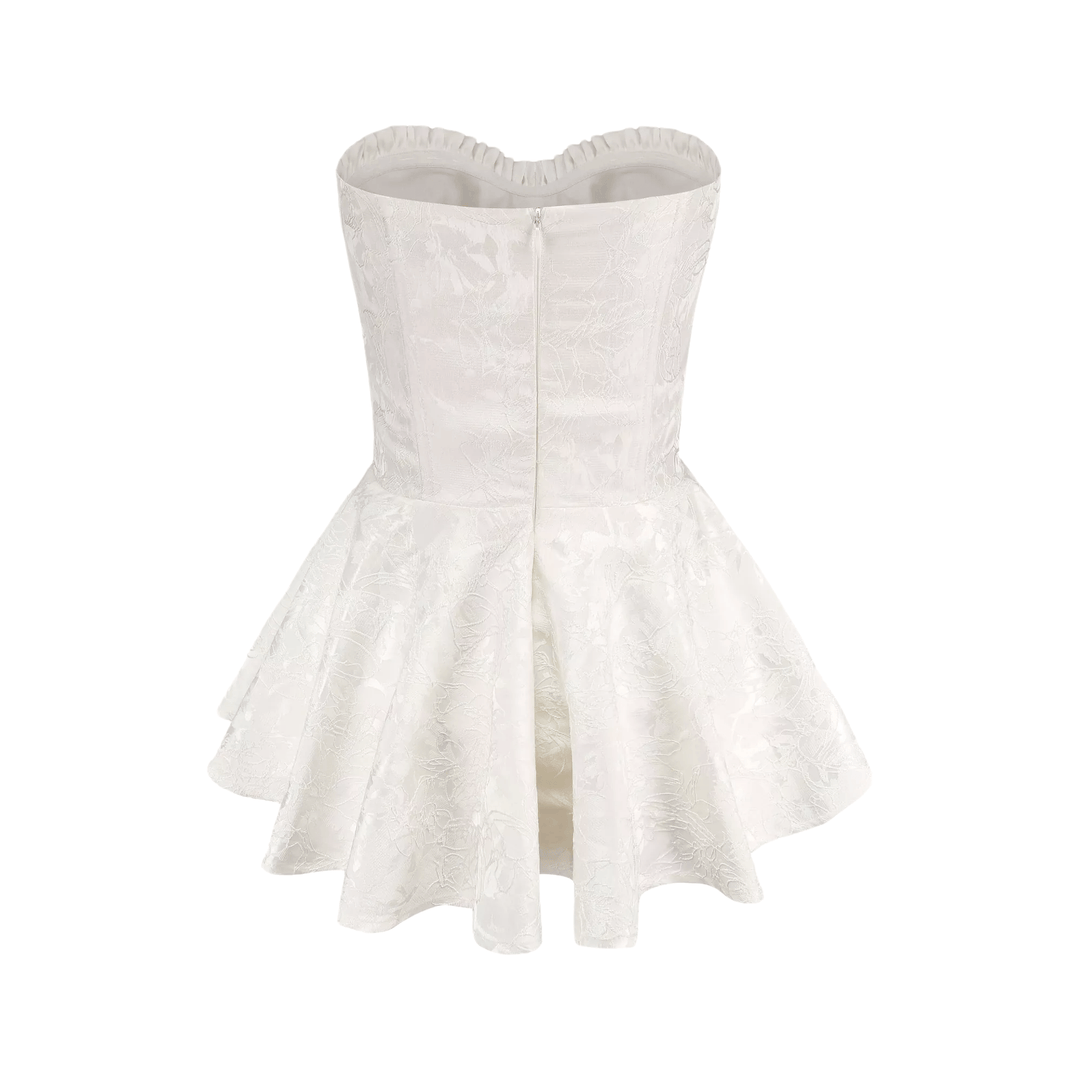 Airina dantel işlemeli flared mini elbise