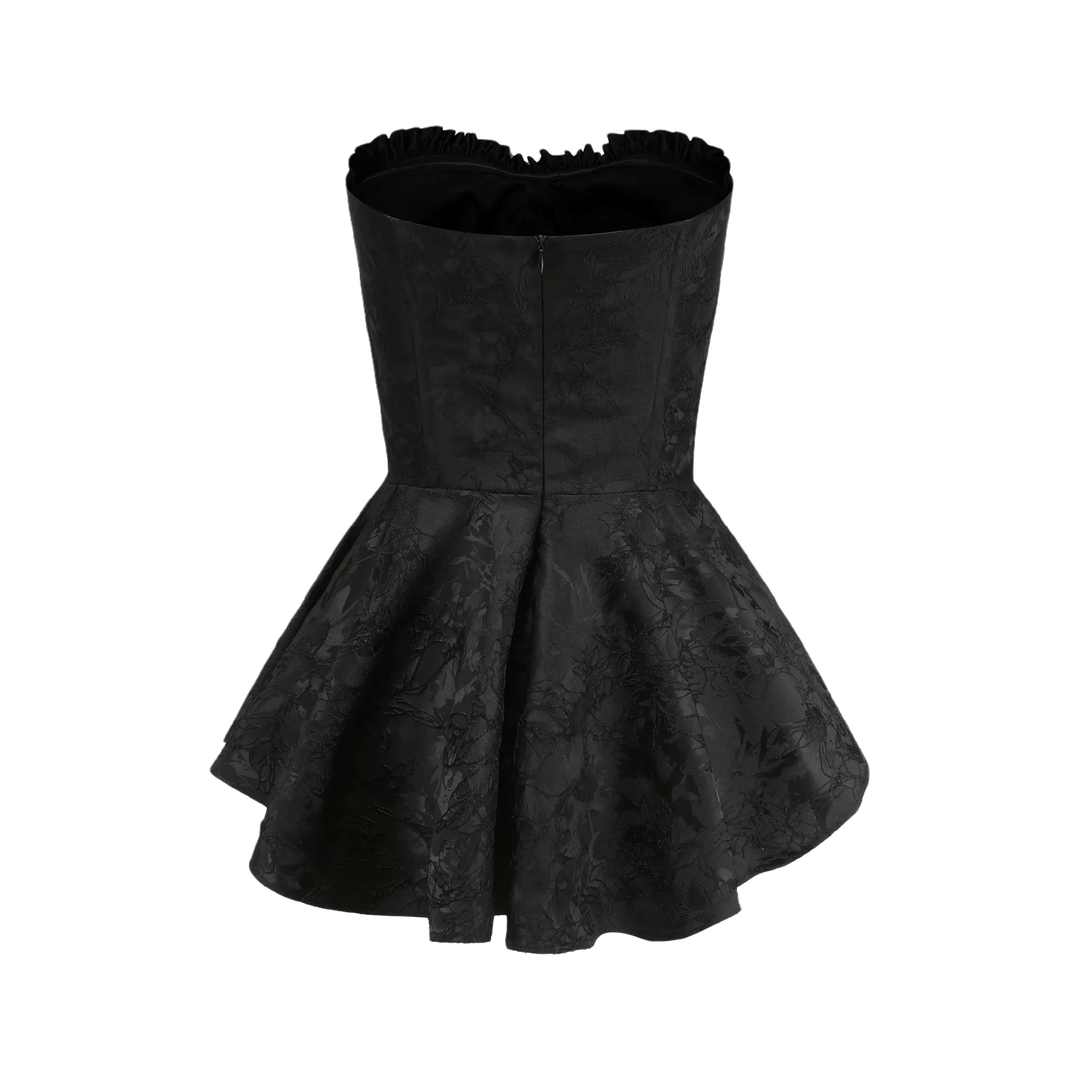 Airina dantel işlemeli flared mini elbise