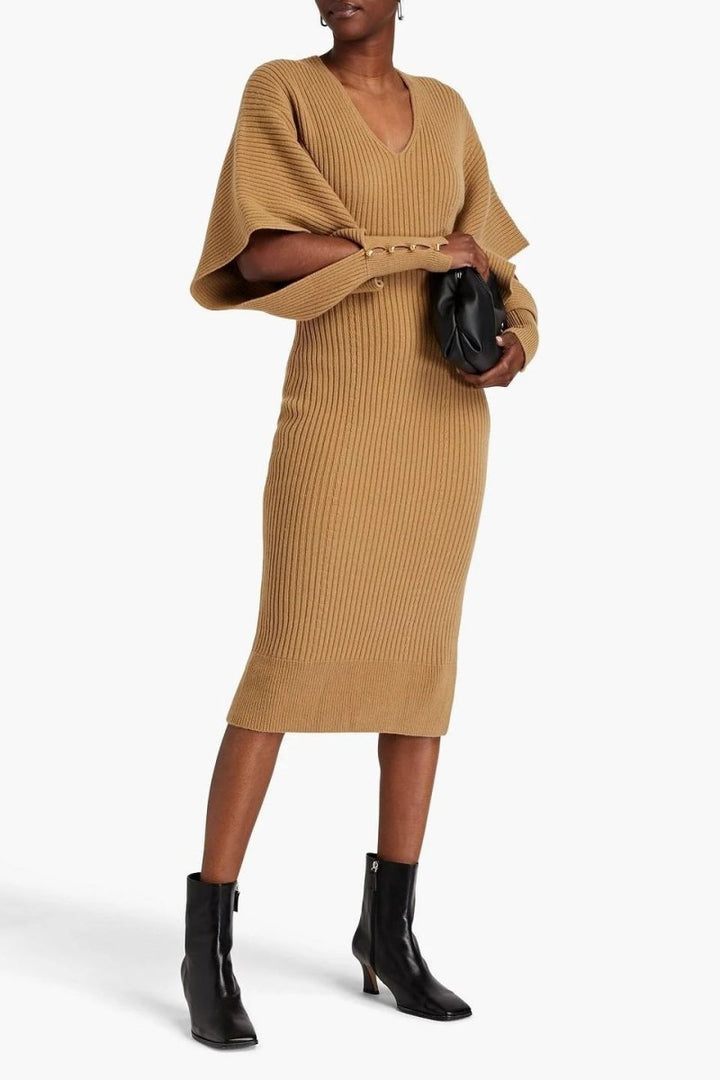 Alberta Cut-Out Batwing Kol Midi Triko Elbise