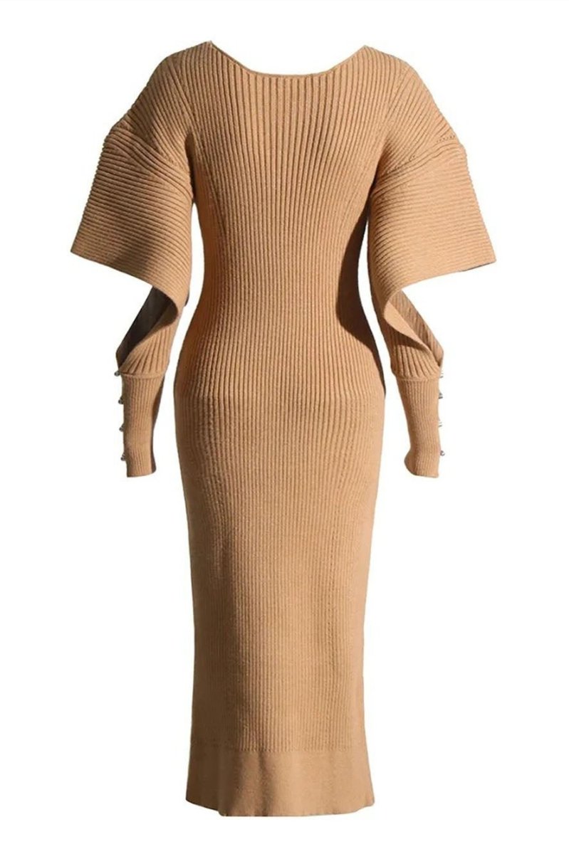 Alberta Cut-Out Batwing Kol Midi Triko Elbise