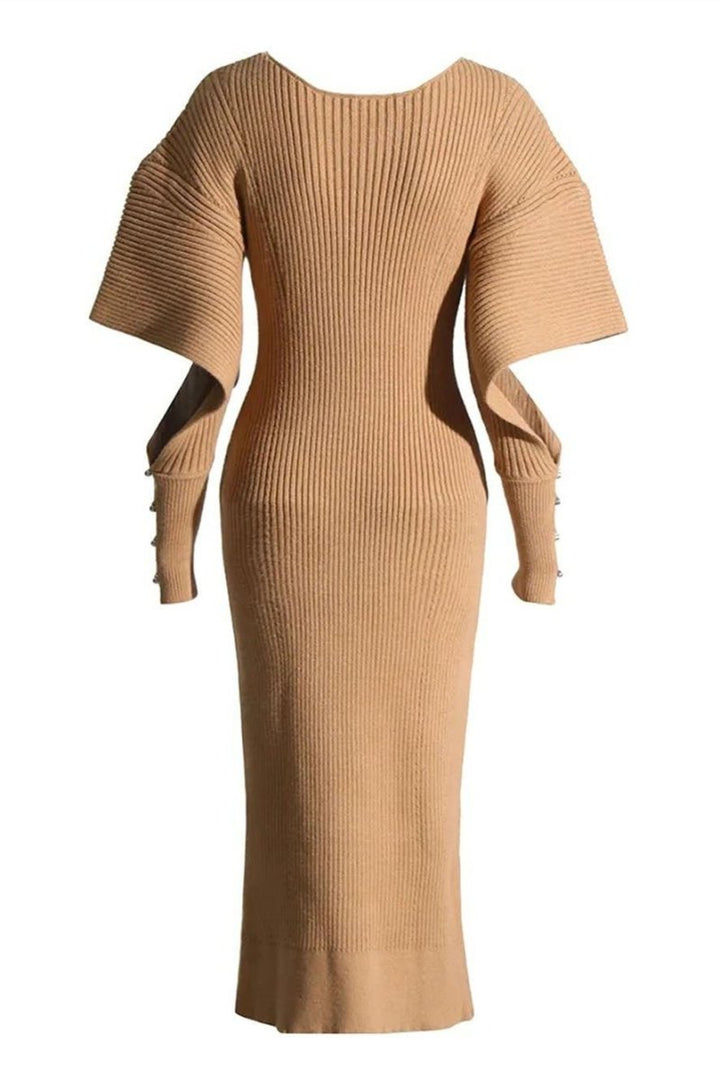 Alberta Cut-Out Batwing Kol Midi Triko Elbise