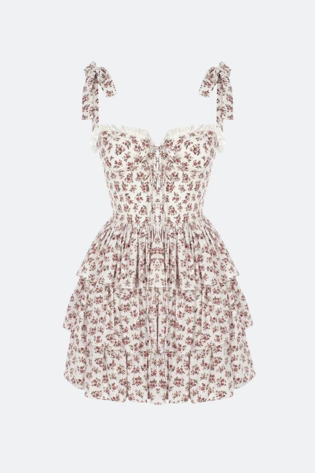 Aleth Baskılı Papyonlu Katlı Mini Elbise