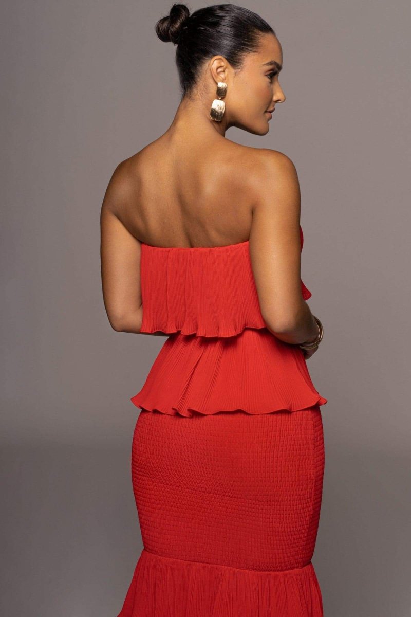 Alexia Fırfırlı Katlı Uzun Elbise