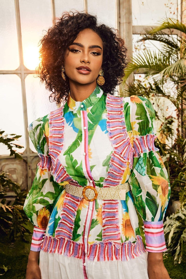 Alina Çiçekli Fener Kol Maxi Elbise