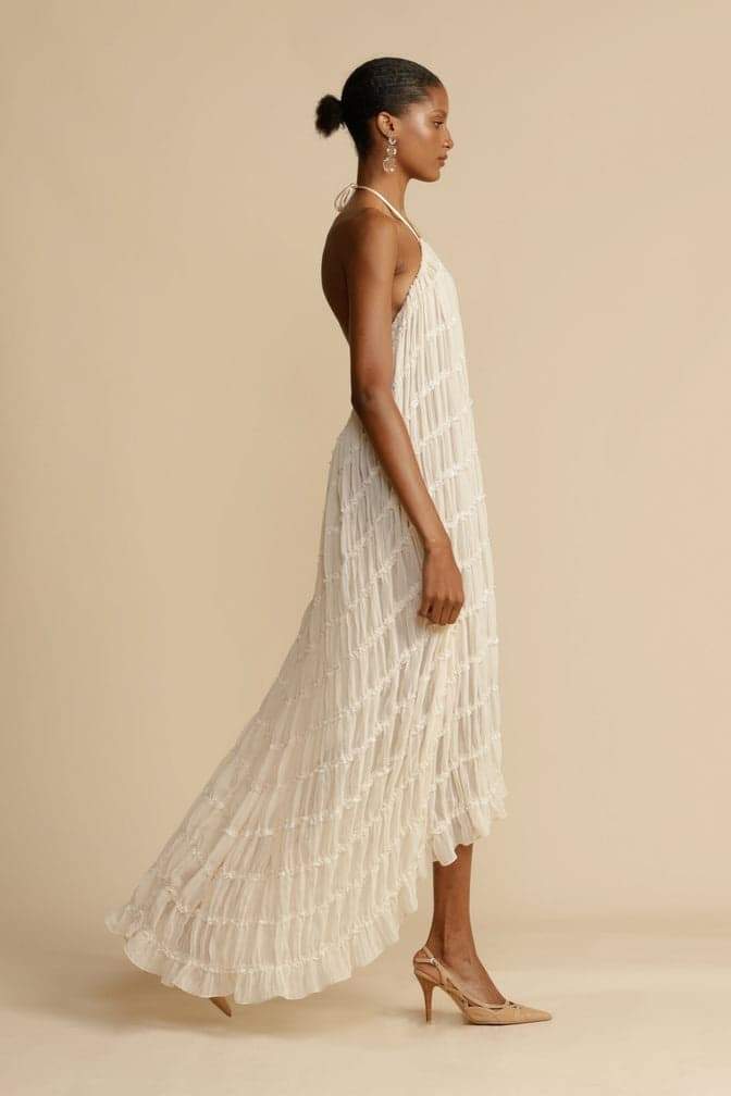 Alva Boyundan Bağlamalı Katlı Etek