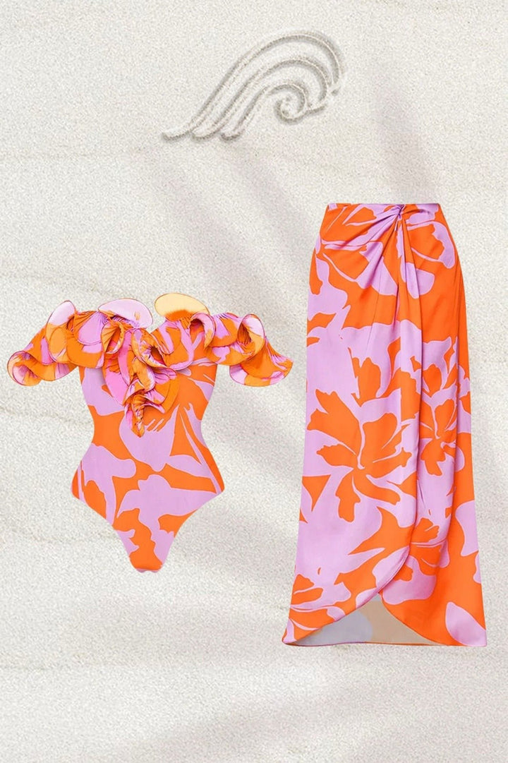 Alyssa Baskılı Fırfırlı İkili Yüzme Seti