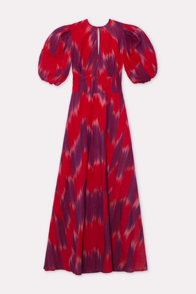 Amelia Batik Balon Kol Midi Elbise