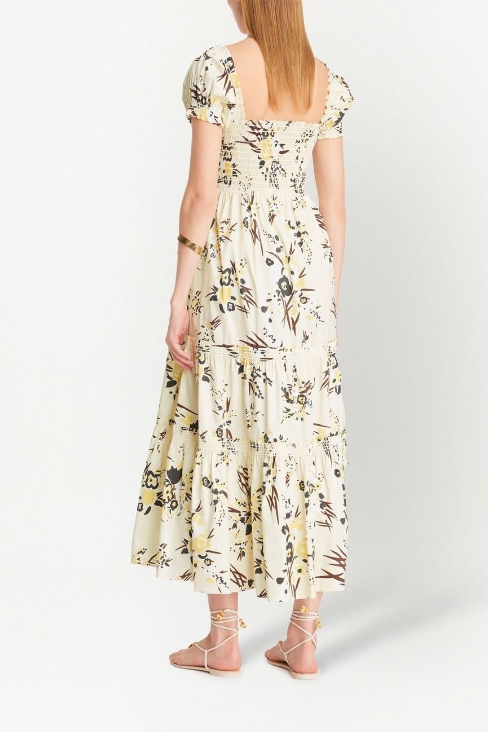 Amity Baskılı Büzgülü Korsajlı Uzun Elbise