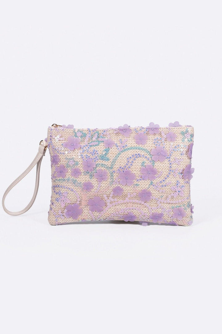 Angie Decor Çiçek Hasır Debriyaj Çanta