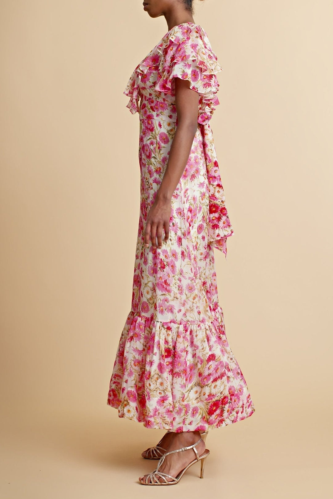 Anila Fırfırlı Papyonlu Flare Midi Elbise