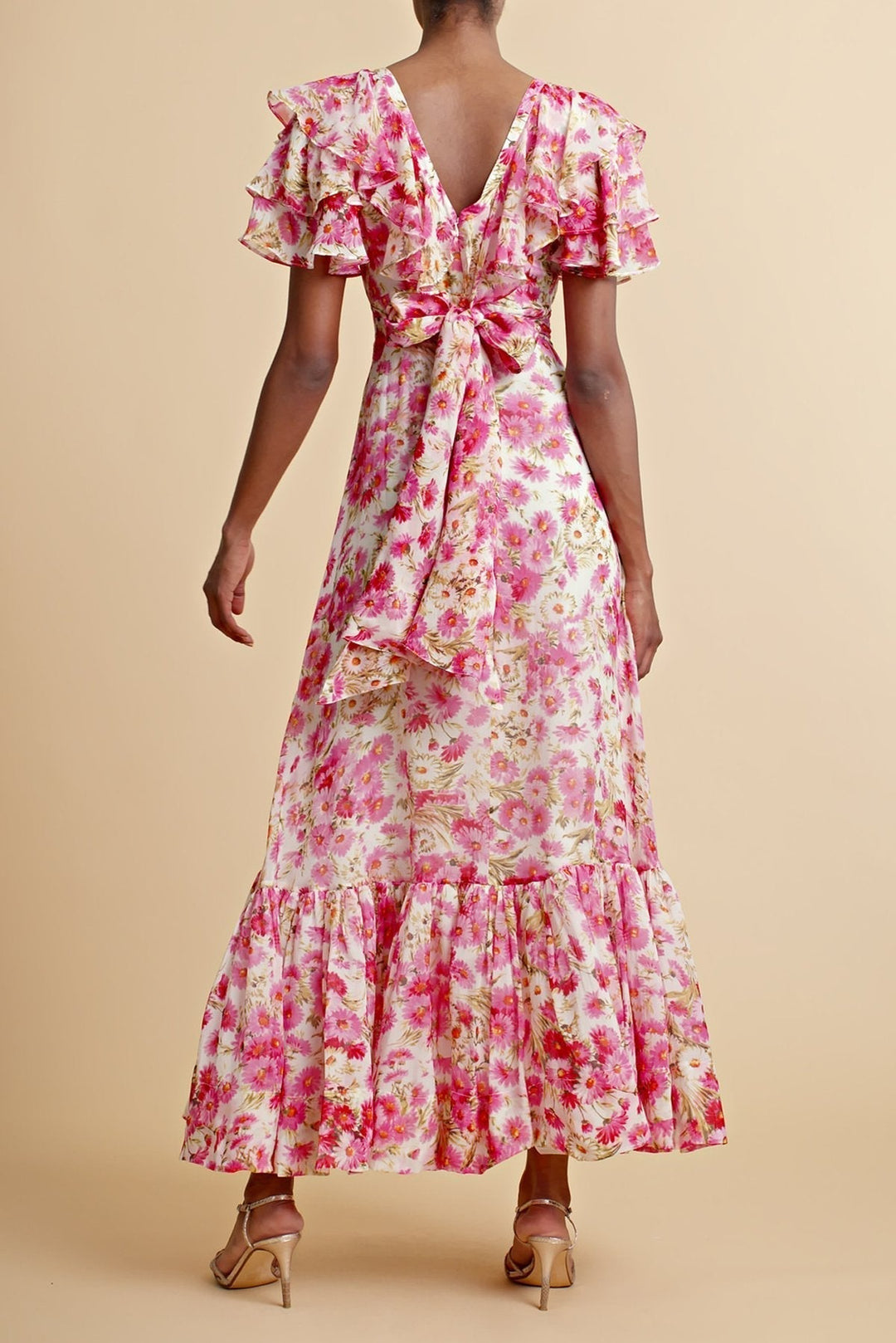 Anila Fırfırlı Papyonlu Flare Midi Elbise