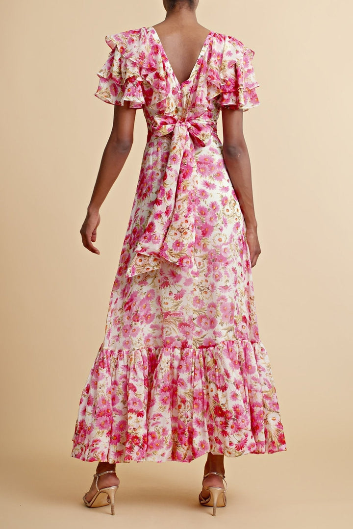 Anila Fırfırlı Papyonlu Flare Midi Elbise