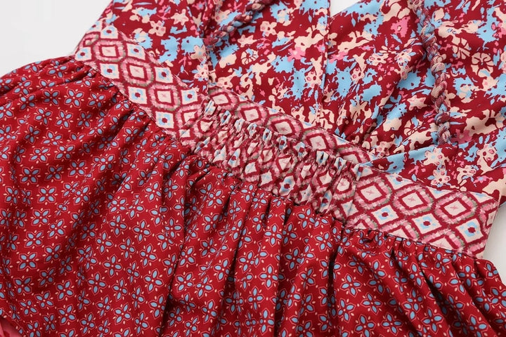 Ann Baskılı Çapraz Askılı Maxi Elbise