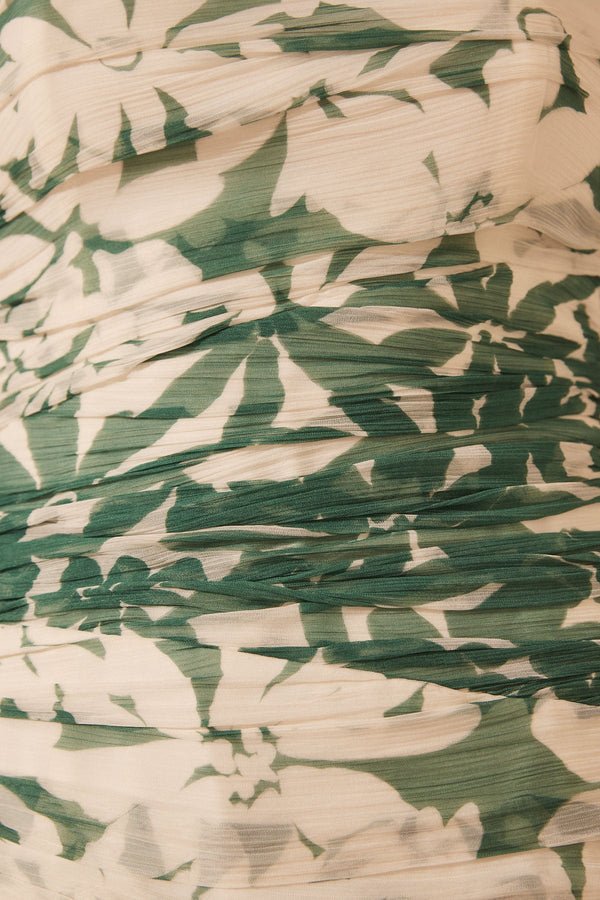 Antonia Baskılı Straplez Büzgülü Uzun Elbise