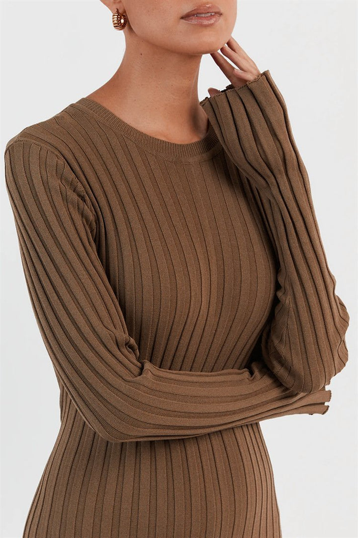 Antonia Ribanalı Uzun Triko Elbise